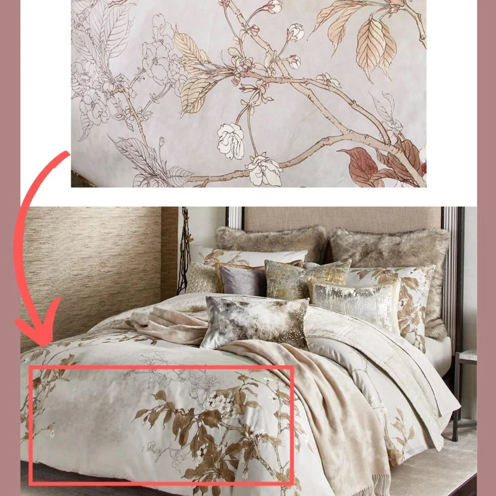 USED $350 Michael Aram [ Queen ] Antique Cherry‎ Blossom Duvet Cover